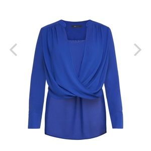 BCBGMAXAZRIA NAVY SILK TOP